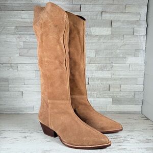 FREE PEOPLE SWAY LOW SLOUCH SUEDE LEATHER BOOTS Size 9.5 Tan New Boho Western